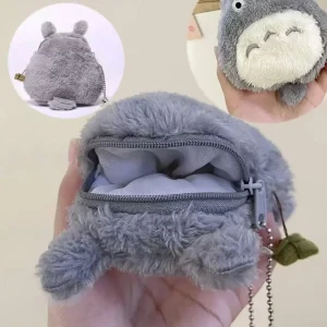 Anime Cute Cat Coin Purse Soft Plush Zipper Small Wallet for Kids Teens Girls Women Kawaii Data Cables Earphones Bag Key Pouch