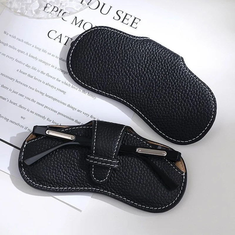 PU Leather Portable Glasses Bag Sunglasses Storage Bags Men and Women Car Glasses Protective Cover Anti-crushing Glasses Clip - Image 5